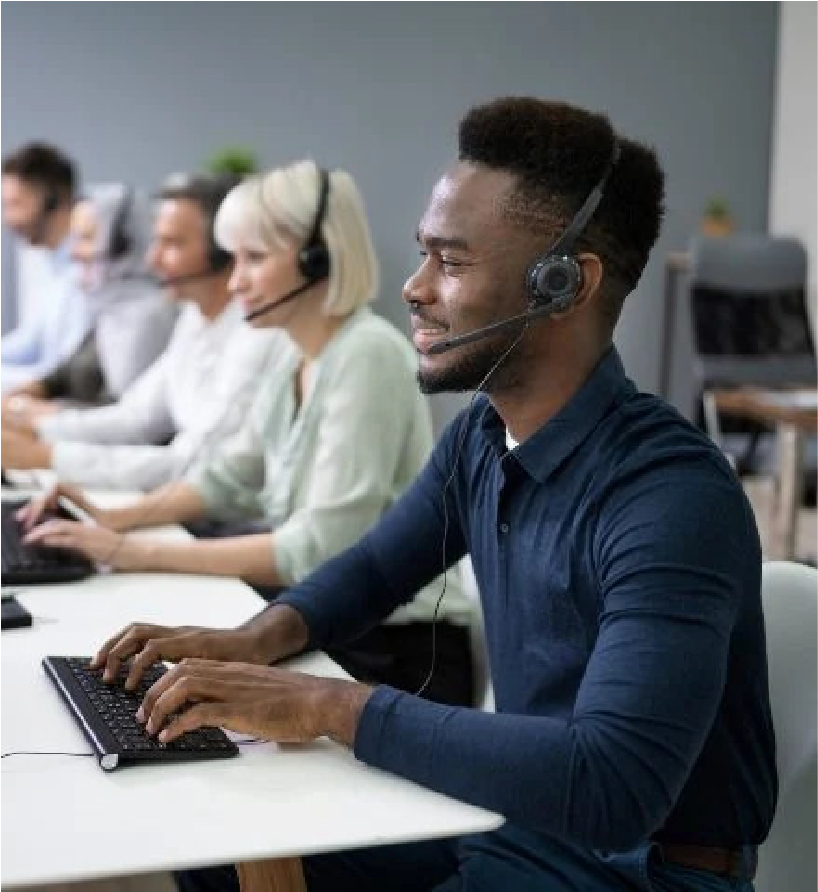 a person assisting its client on call